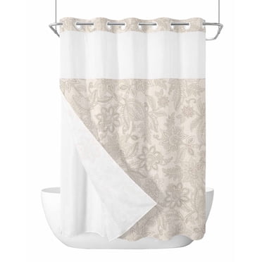 Hookless Walmart Ikfashoni Hookless Shower Curtain With Snap In Liner, Blue Floral Waterproof Fabric Sheer Window Bathroom Curtain, 71"X74 Shower Curtains