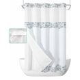No Hook Shower Curtain with Snap in Liner, Simple Ethnic Style Flowers ...