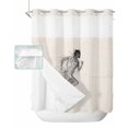 thumbnail image 1 of No Hook Shower Curtain with Snap in Liner, Sketching Abstract Human Motion Line Art Hotel Shower Curtains for Bathroom, Washable Shower Curtain Liner Set with Mesh Top Window, 72"x72", 1 of 6