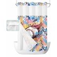 thumbnail image 1 of No Hook Shower Curtain with Snap in Liner, Sports Theme Baseball Colorful Graffiti Hotel Shower Curtains for Bathroom, Washable Shower Curtain Liner Set with Mesh Top Window, 54"x78", 1 of 6