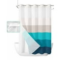 No Hook Shower Curtain with Snap in Liner, Turquoise Striped Gradient ...