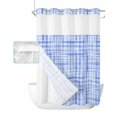 thumbnail image 1 of No Hook Shower Curtain with Snap in Liner, Watercolor Blue Check Plaid Hotel Shower Curtains for Bathroom, Washable Shower Curtain Liner Set with Mesh Top Window, 60"x72", 1 of 6