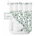 thumbnail image 1 of No Hook Shower Curtain with Snap in Liner, Watercolor Eucalyptus Leaves Hotel Shower Curtains for Bathroom, Washable Shower Curtain Liner Set with Mesh Top Window, 72”x78”, 1 of 6