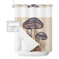 thumbnail image 1 of No Hook Shower Curtain with Snap in Liner, Wild Plants Vintage Blue Mushroom Leaves Hotel Shower Curtains for Bathroom, Washable Shower Curtain Liner Set with Mesh Top Window, 72”x78”, 1 of 6