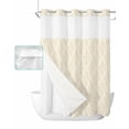 thumbnail image 1 of No Hook Shower Curtain with Snap in Liner, Yellow Striped Geometric Hotel Shower Curtains for Bathroom, Washable Shower Curtain Liner Set with Mesh Top Window, 72"x84", 1 of 6