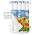thumbnail image 1 of No Hook Shower Curtain with Snap in Liner, Yellow Watercolor Sunflower Retro Hotel Shower Curtains for Bathroom, Washable Shower Curtain Liner Set with Mesh Top Window, 36"x72", 1 of 6