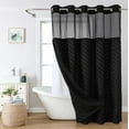 No Hook Tufted Chevron Striped Shower Curtain with Snapin Fabric Liner