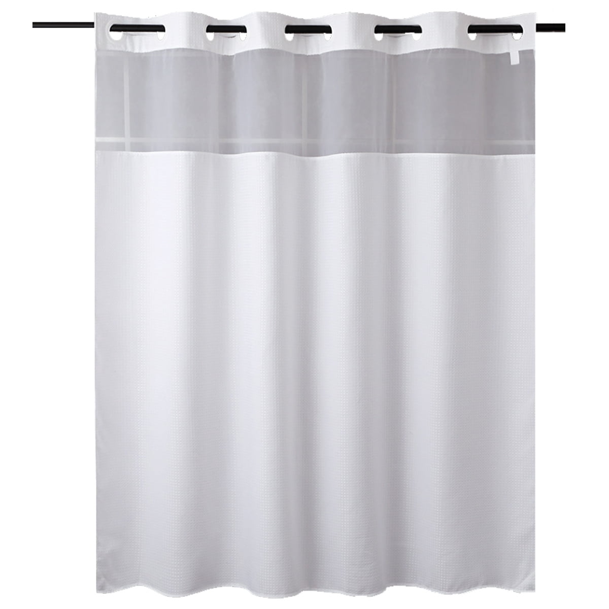 No Hooks Required Waffle Weave Shower Curtain With Snap In Liner 70W