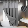 thumbnail image 1 of No Hooks Required Waffle Weave Shower Curtain with Snap in Liner - 71W x 74H,Hotel Grade,Spa Like Bath Curtain,Gray, 1 of 5