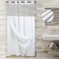 thumbnail image 1 of No Hooks Required Waffle Weave Shower Curtain with Snap in Liner - Stall 54W x 80H,Hotel Grade,Spa Like Bath Curtain,White, 1 of 5
