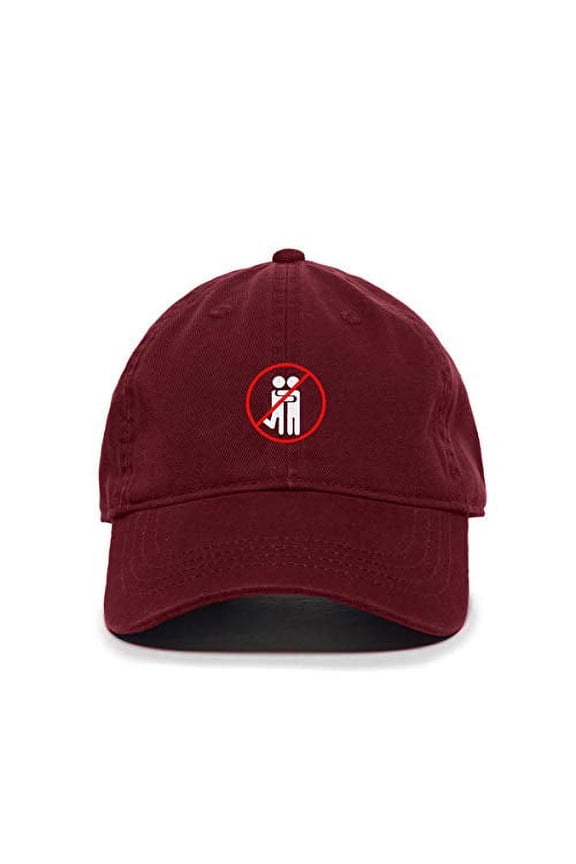 No Hug Please Stop Hugging Baseball Cap Embroidered Cotton Adjustable Dad Hat Burgundy