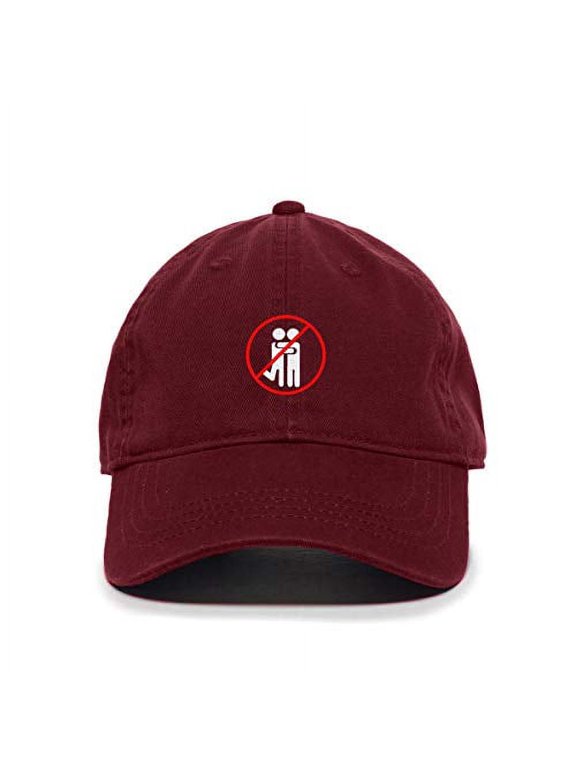 No Hug Please Stop Hugging Baseball Cap Embroidered Cotton Adjustable Dad Hat Burgundy