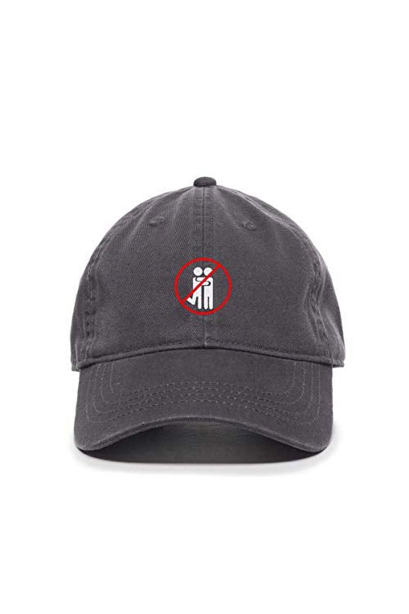 No Hug Please Stop Hugging Baseball Cap Embroidered Cotton Adjustable Dad Hat Charcoal