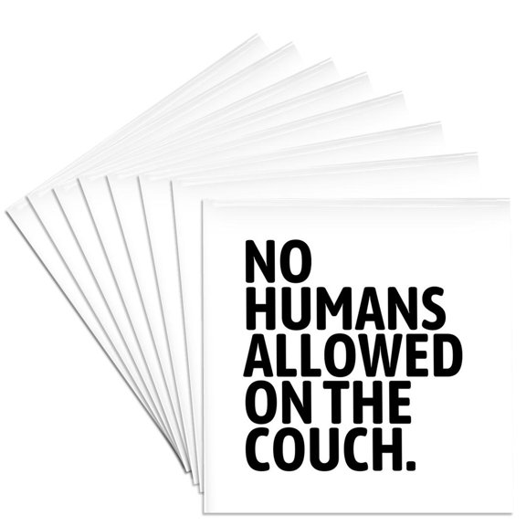 3drose, No Humans Allowed on the Couch Dog Quote Home Decor and Gift for Dog Lover, Set of 8 Ceramic Tile Coasters