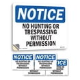 thumbnail image 1 of No Hunting Or Trespassing Without Permission OSHA Notice Vinyl Decal Label 5 Inch x 3.5 Inch - 5 Pack, 1 of 6