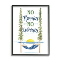 No Hurries Worries Hammock Scene Inspirational Graphic Art Black Framed Art Print Wall Art