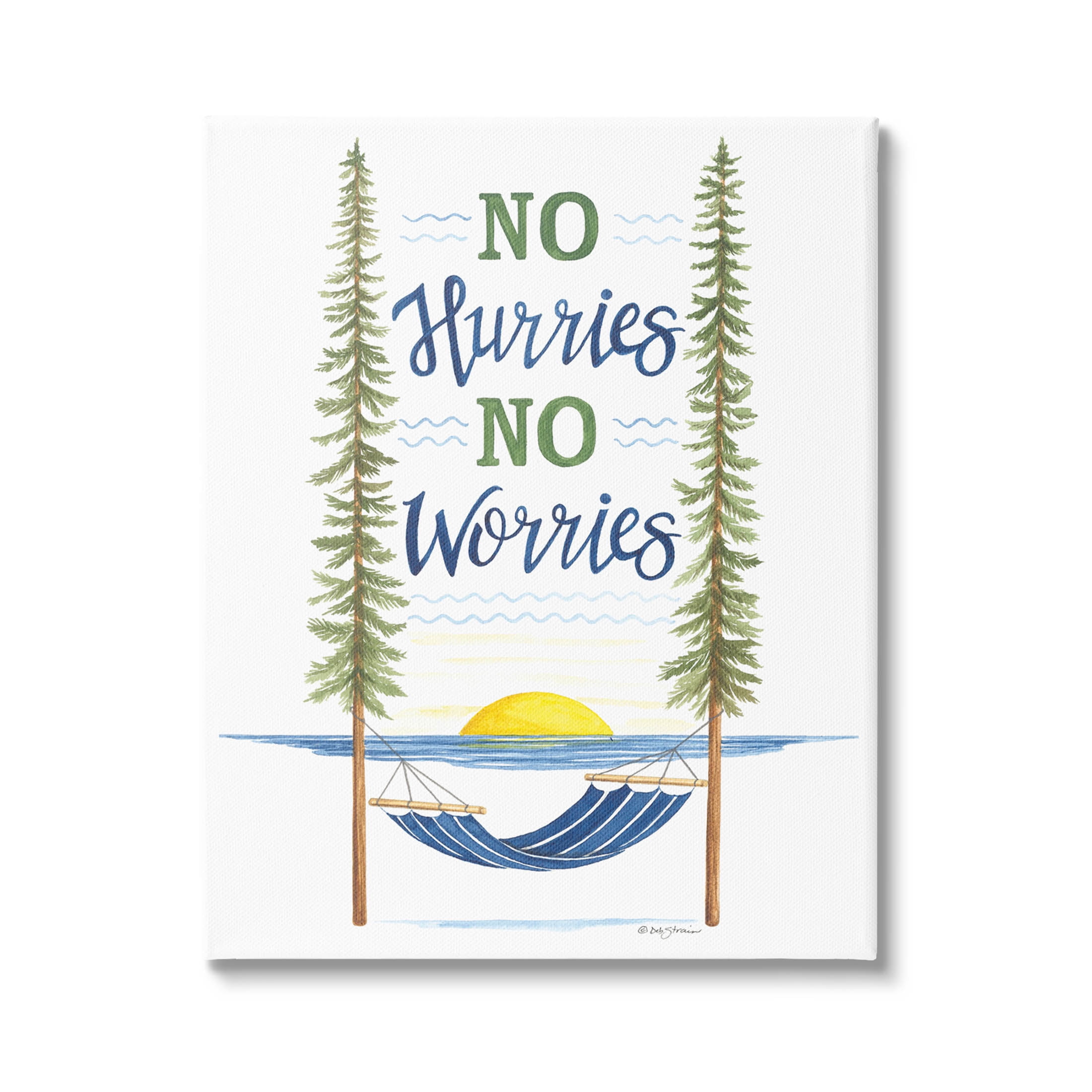 No Hurries Worries Hammock Scene Inspirational Graphic Art Gallery Wrapped Canvas Print Wall Art