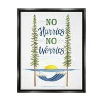 No Hurries Worries Hammock Scene Inspirational Graphic Art Jet Black Framed Art Print Wall Art