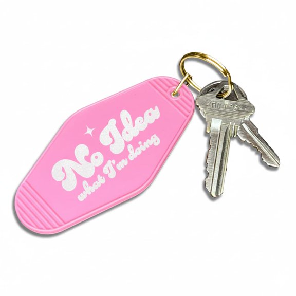 No Idea What I'm Doing | Funny Pink Retro Motel Keychain