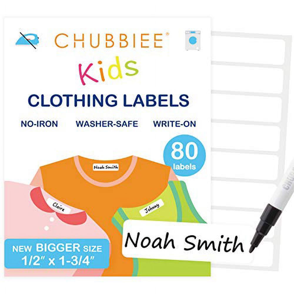 NoIron Kids Fabric Clothing Labels, Washer & Dryer Safe, StickOn Name