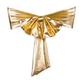 thumbnail image 1 of No-Iron Stretch Chair Bow with Gold Embossed Finish – Pre-Tied Backrest Ribbon with Floral Accent for Banquets, Hotels, Weddings, and Festive Events, 1 of 5