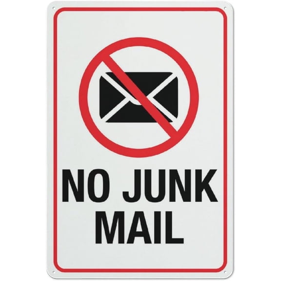 No Junk Mail Sign Outdoor Signs Aluminum 12X8 Inch Uv Ink Printed For House And Business