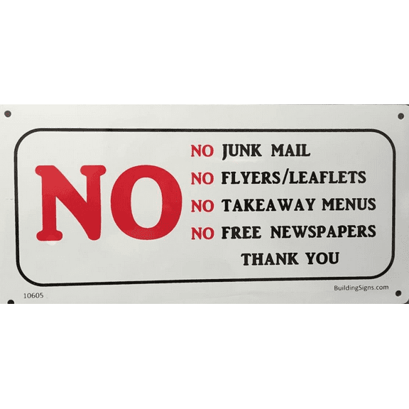 No Junk Mail sign (Aluminum Sign)