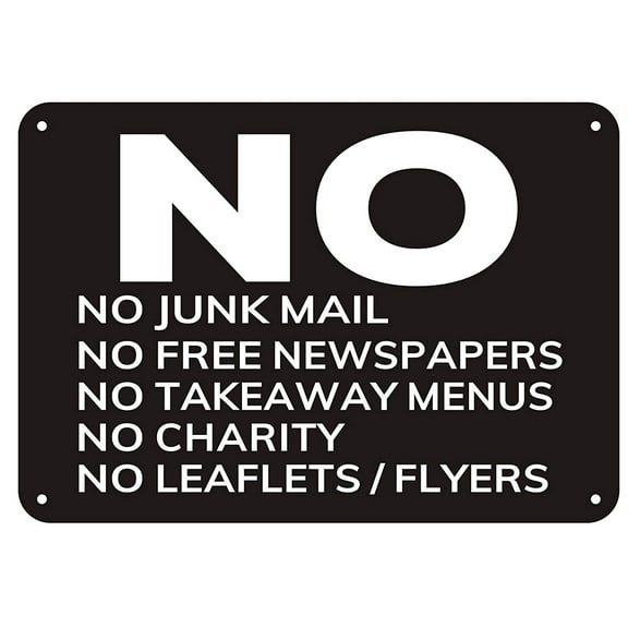 No Junk Mail sign-black (Aluminum Sign)