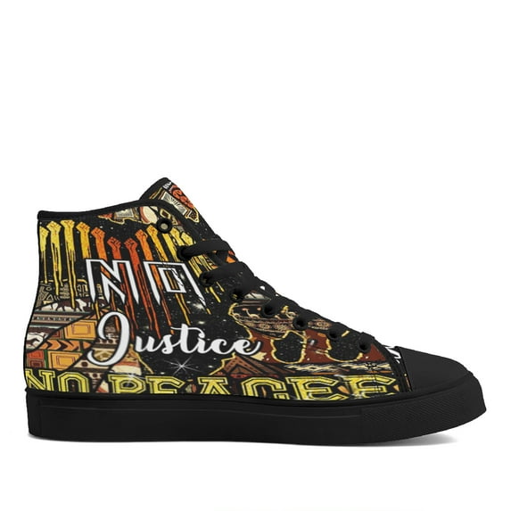 No Justice No Peace African High Top Canvas Shoes Sneakers Black Size 6