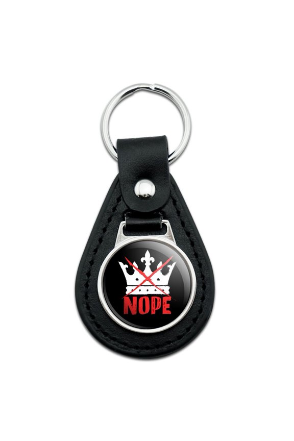 No Kings Crown Black Leather Keychain