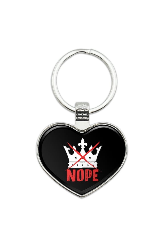 No Kings Crown Keychain Heart Love Metal Key Chain Ring