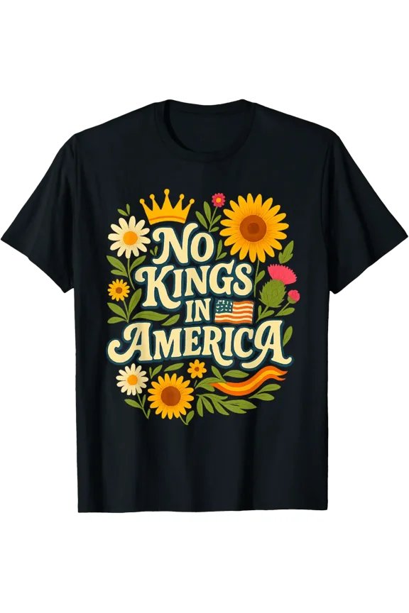 No Kings Retro Flower Womens T-Shirt
