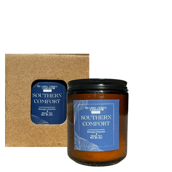 No Label Candle Company Sweet Tea and Georgia Peach Scented -Southern Comfort Soy Candle-8oz