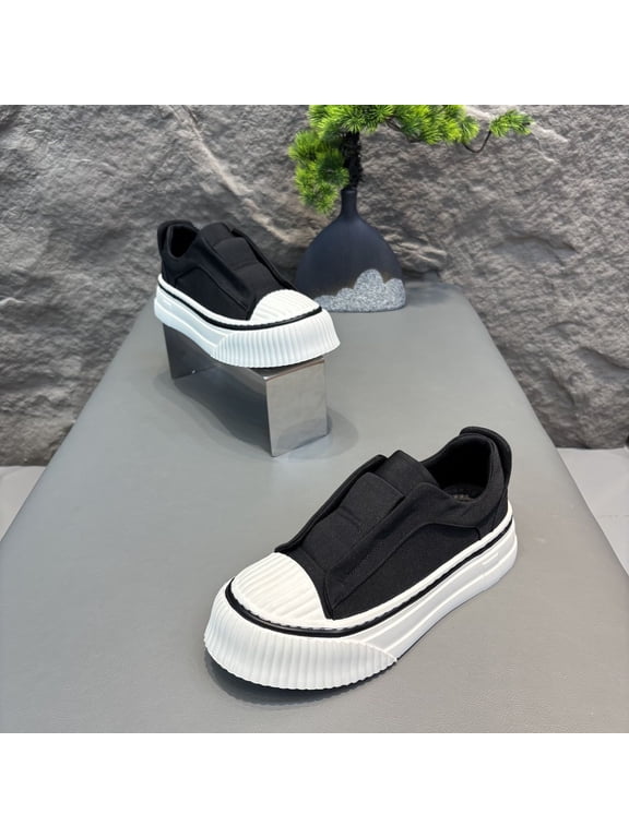 No-Lace Slip-On Shell Toe Platform Canvas Shoes