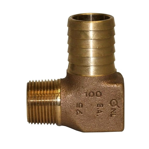 No-Lead Hydrant Elbow - 1" Insert x 3/4" MIP, Bronze - Heavy Duty Red Brass, Potable Water Safe, Ground Hydrant Installation Fitting