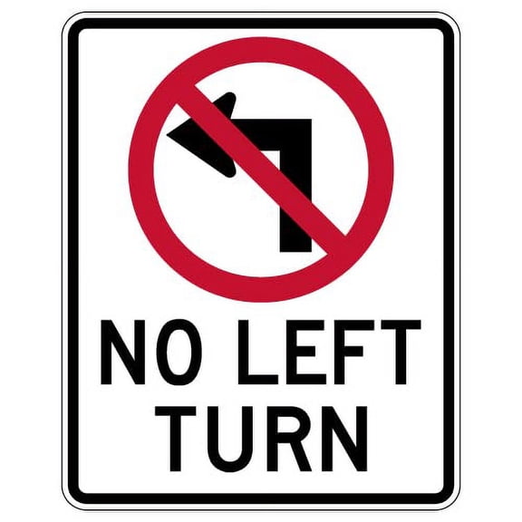 No Left Turn with Symbol Sign - 24x30 - Reflective | Rust Free Aluminum