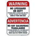 thumbnail image 1 of No Lifeguard On Duty Sign, Bilingual English Spanish, 12x18 Aluminum, 1 of 1