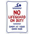 thumbnail image 1 of No Lifeguard On Duty Swim at Your Own Risk Sign, Pool Sign,, 1 of 1
