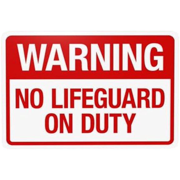 No Lifeguard On Duty Warning Signs, Pool Metal Signs for Home Business Outdoor Indoor Road Yard Garage Street Wall Caution Custom Decor 12 x 8 Inch