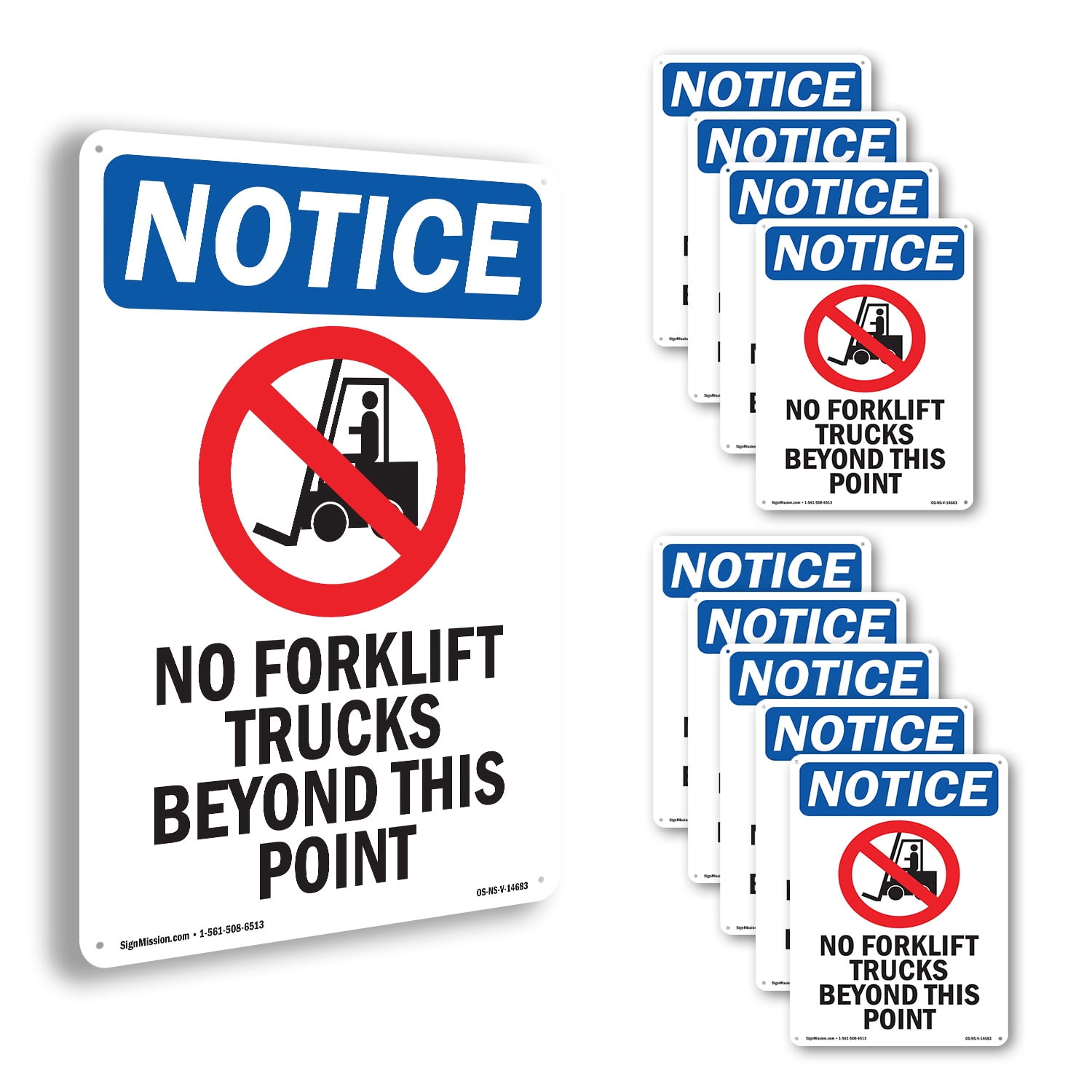 No Lift Trucks Beyond OSHA Notice Rigid Plastic Sign 24 Inch x 18 Inch ...