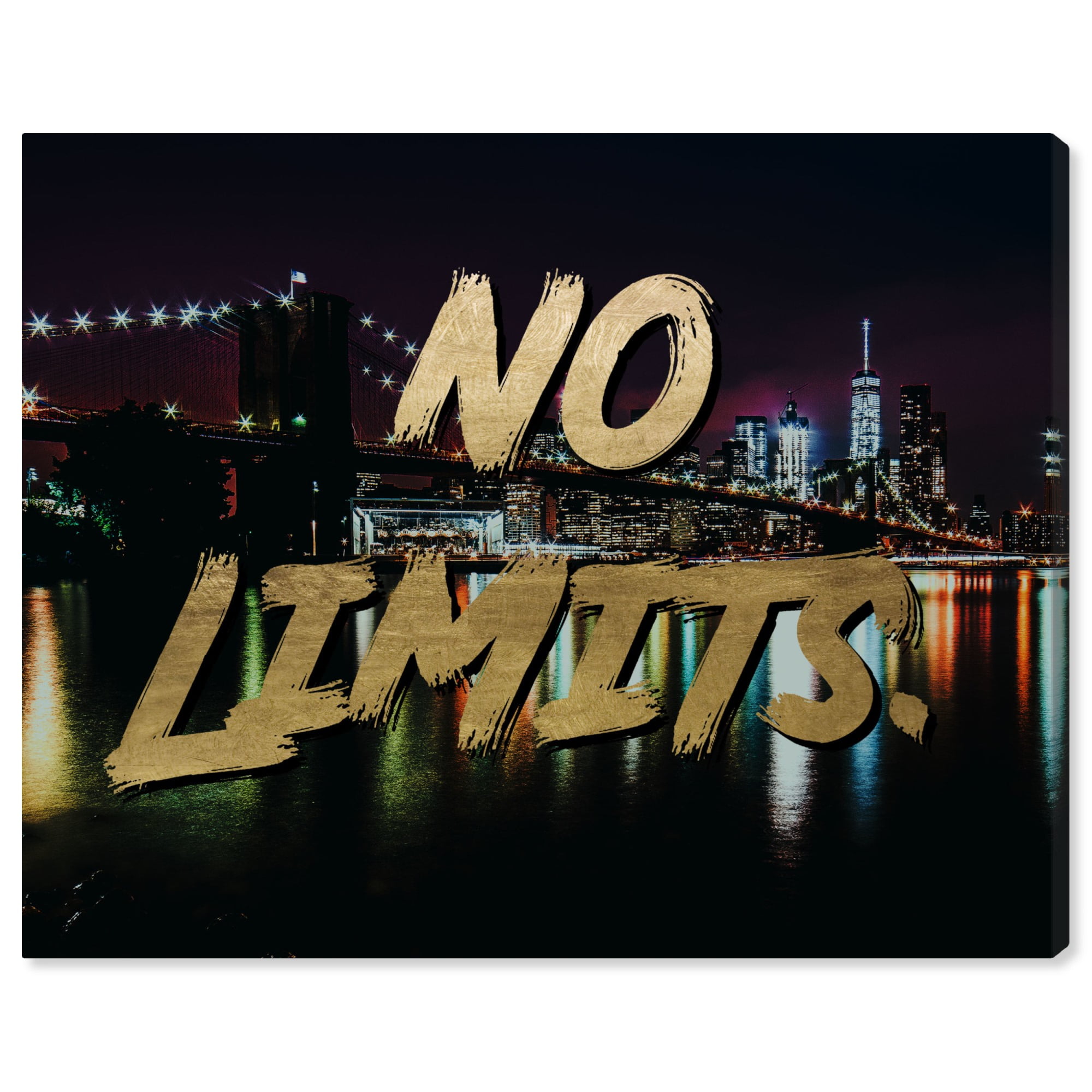 No Limits Gold and Black Motivational Quote Canvas Print