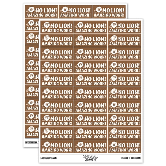 No Lion Lying Amazing Work Teacher Student School Sticker Set - Brown - Matte Finish - 1.75" Medium