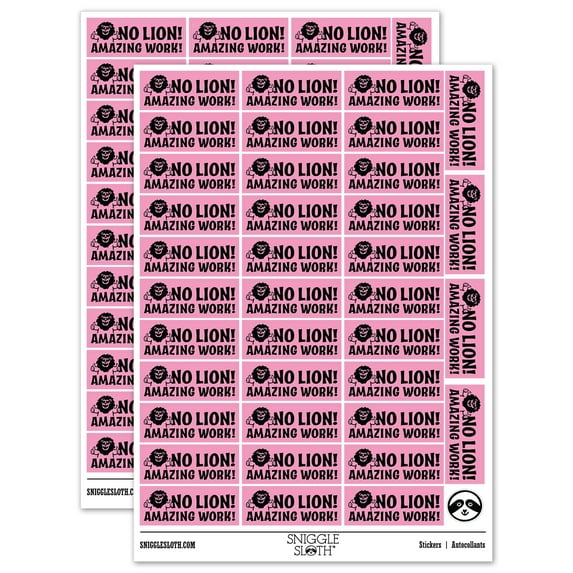 No Lion Lying Amazing Work Teacher Student School Sticker Set - Light Pink - Gloss Finish - 1.5" Small