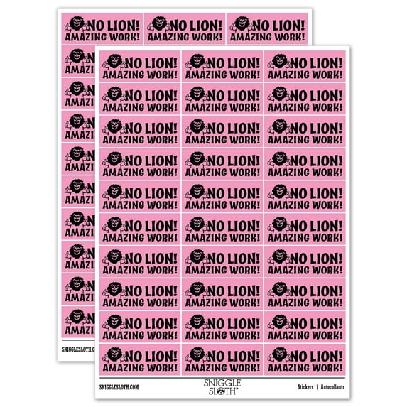 No Lion Lying Amazing Work Teacher Student School Sticker Set - Light Pink - Gloss Finish - 1.75" Medium