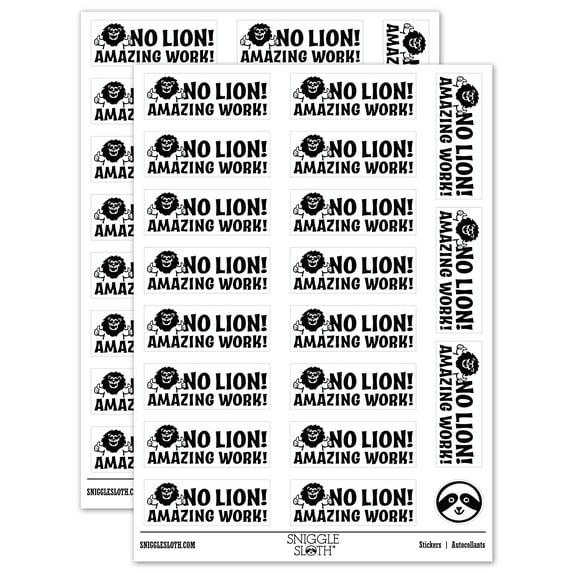 No Lion Lying Amazing Work Teacher Student School Sticker Set - White - Gloss Finish - 2.00" Large
