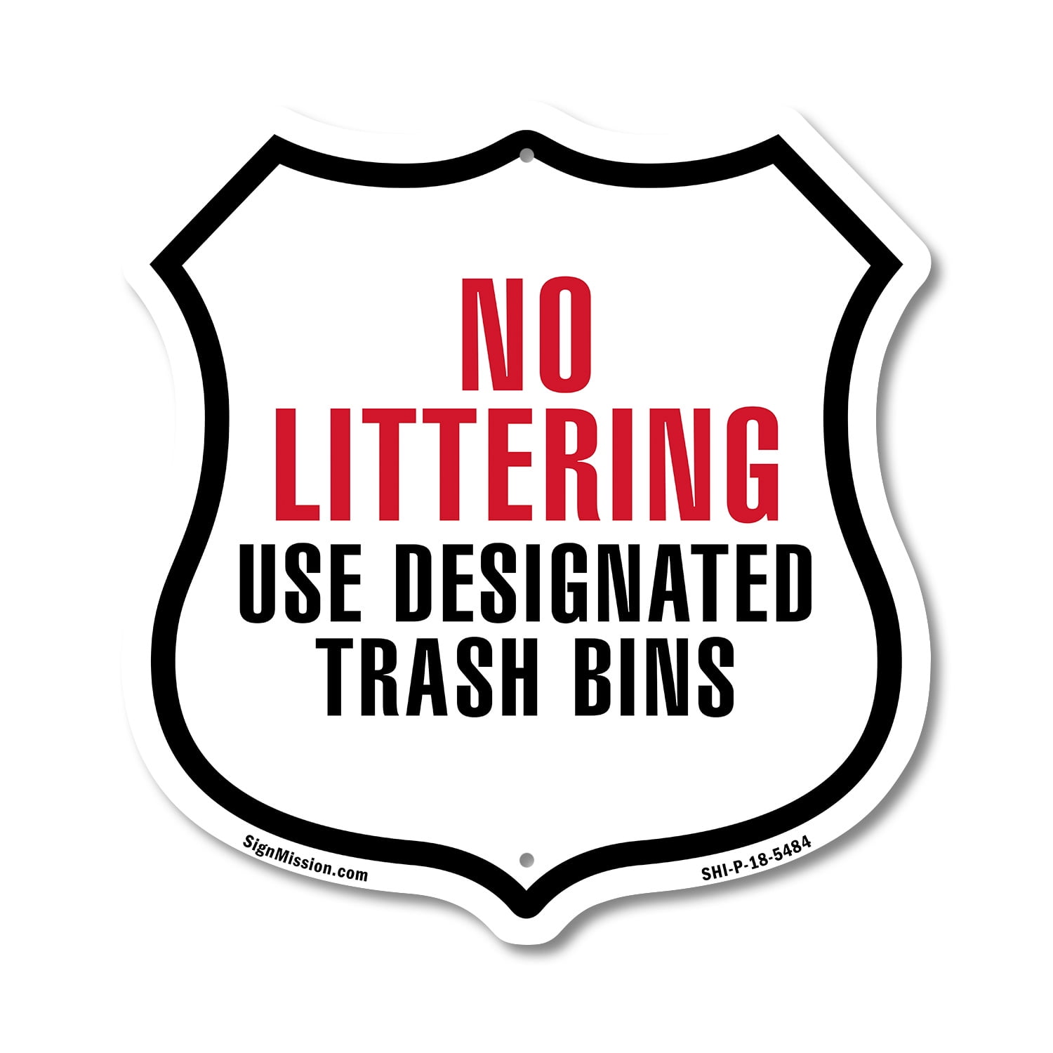 No Littering Use Designated Trash Bins (2 Pack) 18 inch X 18 inch ...