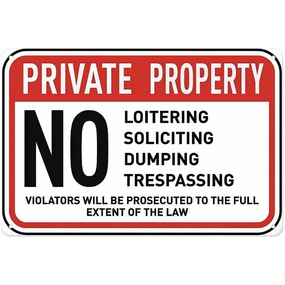 No Loitering Dumping Soliciting Vintage Warning Tin Sign - 8"x12" Metal Sign, Wall Decor for Home, Farm, Bar, Coffee Shop, Club