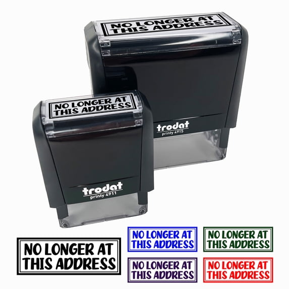 No Longer at this Address Letter Mail Self-Inking Rubber Stamp Ink Stamper for Business Office - Pink Ink - Small 1-1/2 Inch