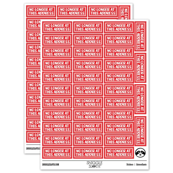 No Longer at this Address Letter Mail Sticker Set - Red - Gloss Finish - 1.5" Small
