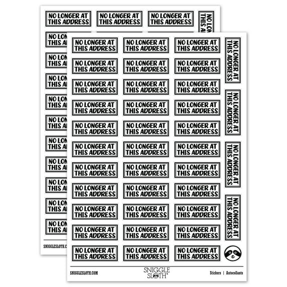No Longer at this Address Letter Mail Sticker Set - White - Matte Finish - 1.5" Small